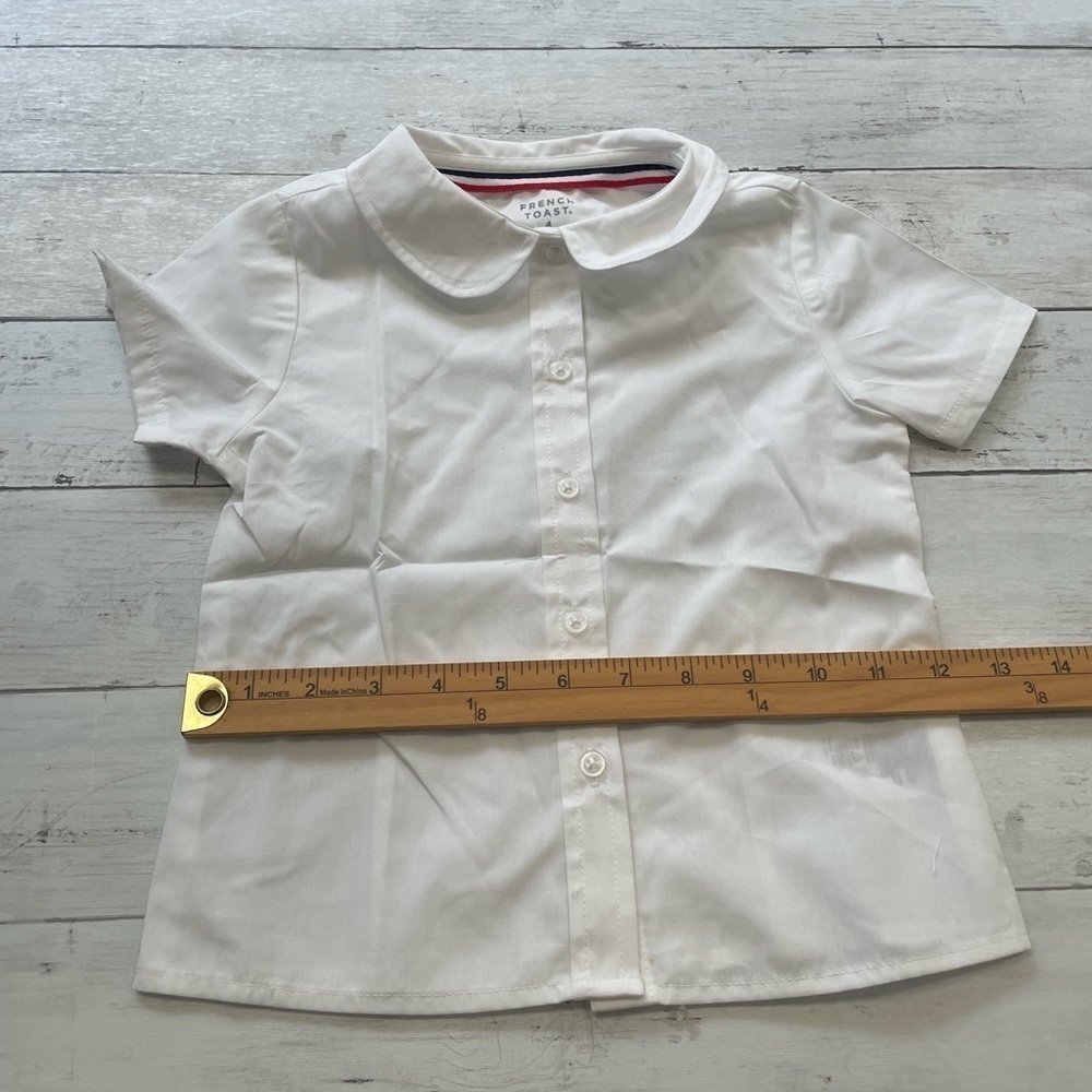 French Toast Girl's Short Sleeve Peter Pan Collar Blouse White 4 - Picture 3 of 6